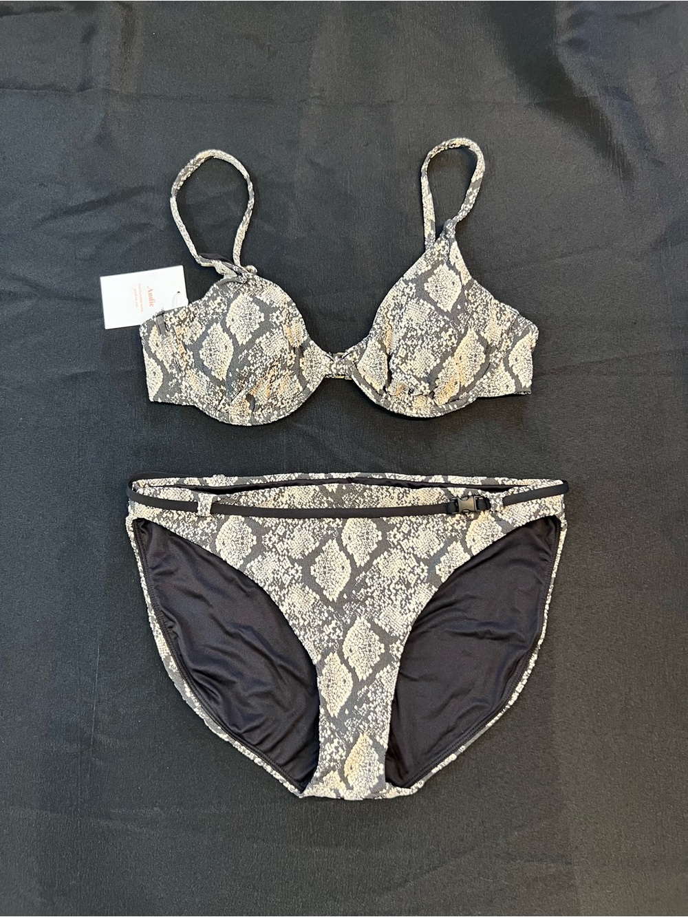 Andie Snake Pattern Bikini Riviera Bottom size M Sicily Top size M New with Tags